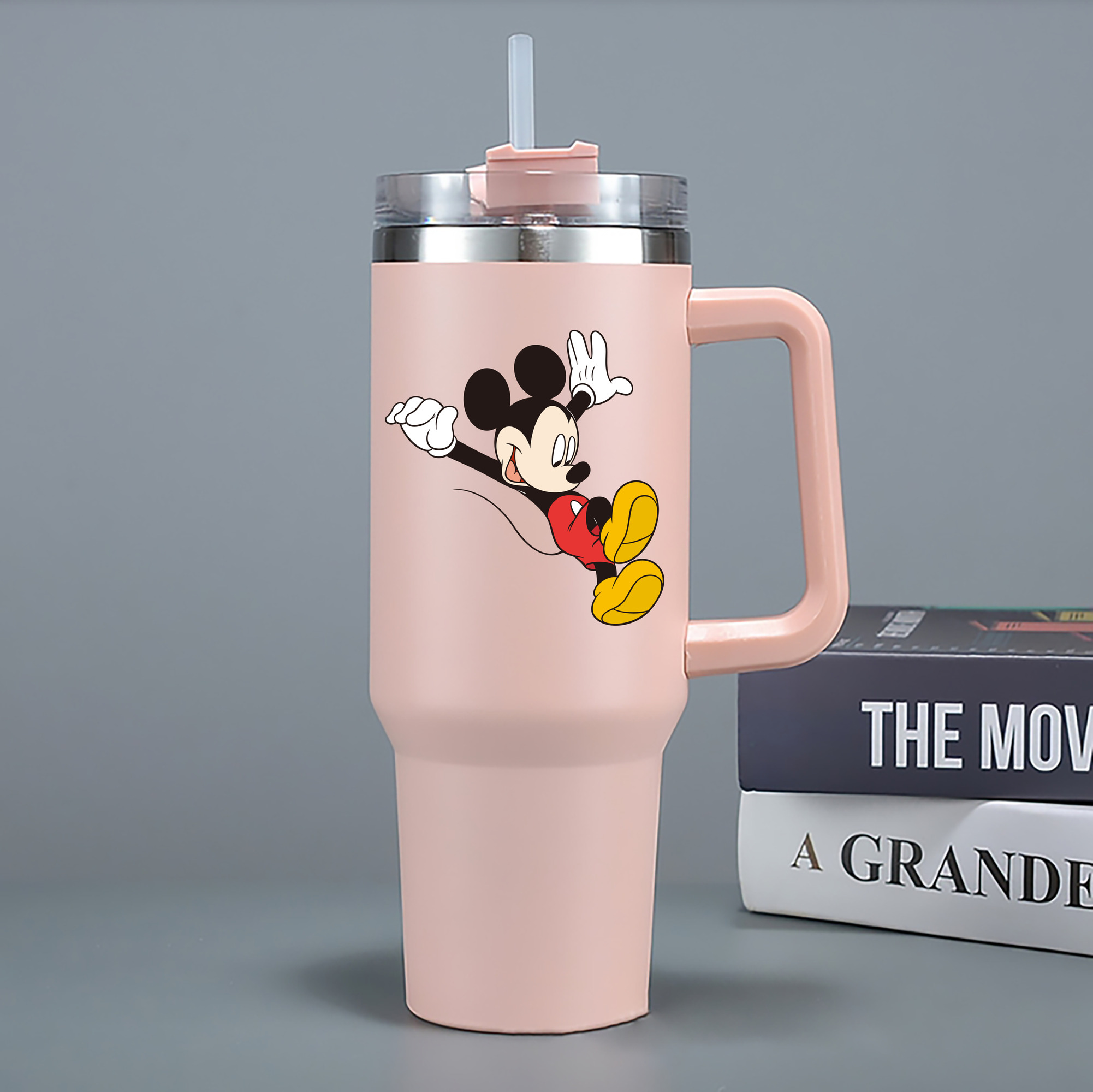 （画像用） ミッキーマウス Mickey Mouse 1200mL車用タンブラー - クリスタルステッカー（プラスチックストロー付き）